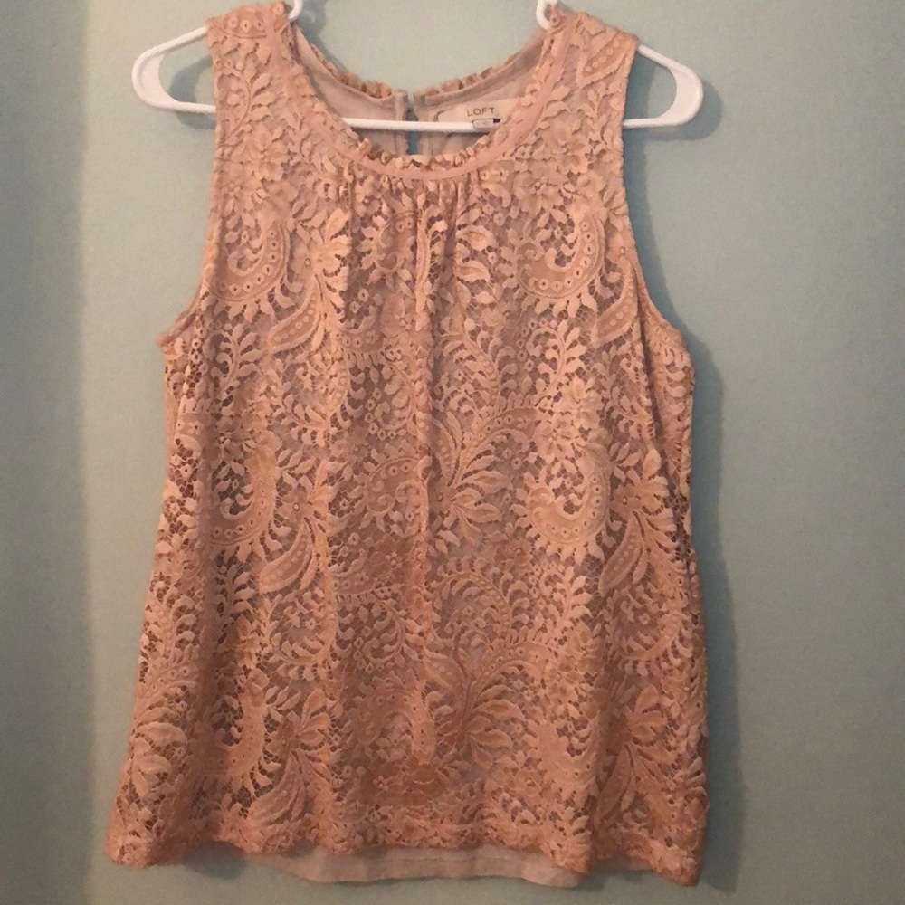 🌻Woman’s Vintage Pink Lace Sleeveless Blouse Loft